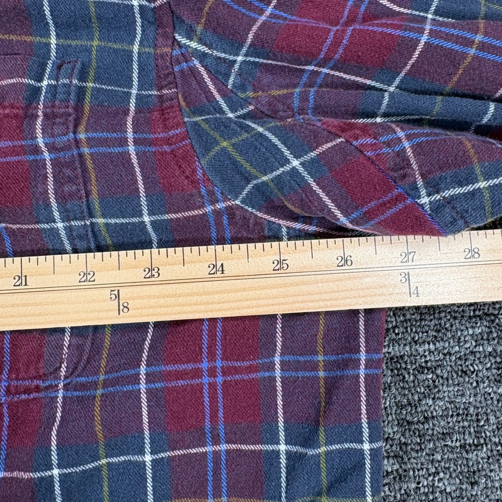 Duluth Trading Co Button Down Shirt Mens XL Burgundy Plaid Flannel Long Sleeve - Picture 5 of 7
